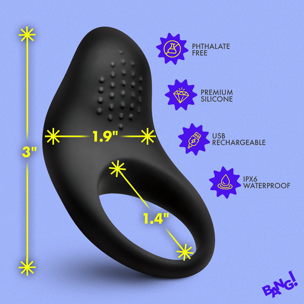BANG! Vibrating Silicone Cock Ring Black