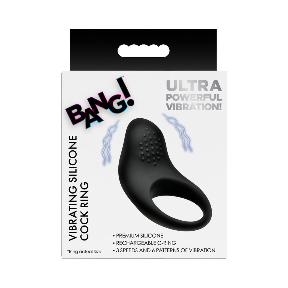 BANG! Vibrating Silicone Cock Ring Black