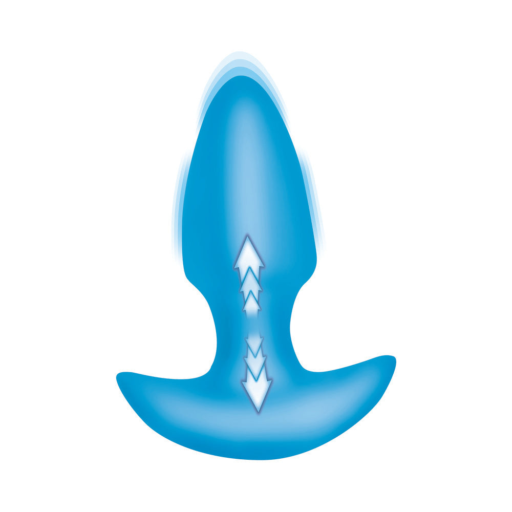 BANG! Thrusting & Vibrating Silicone Butt Plug Blue