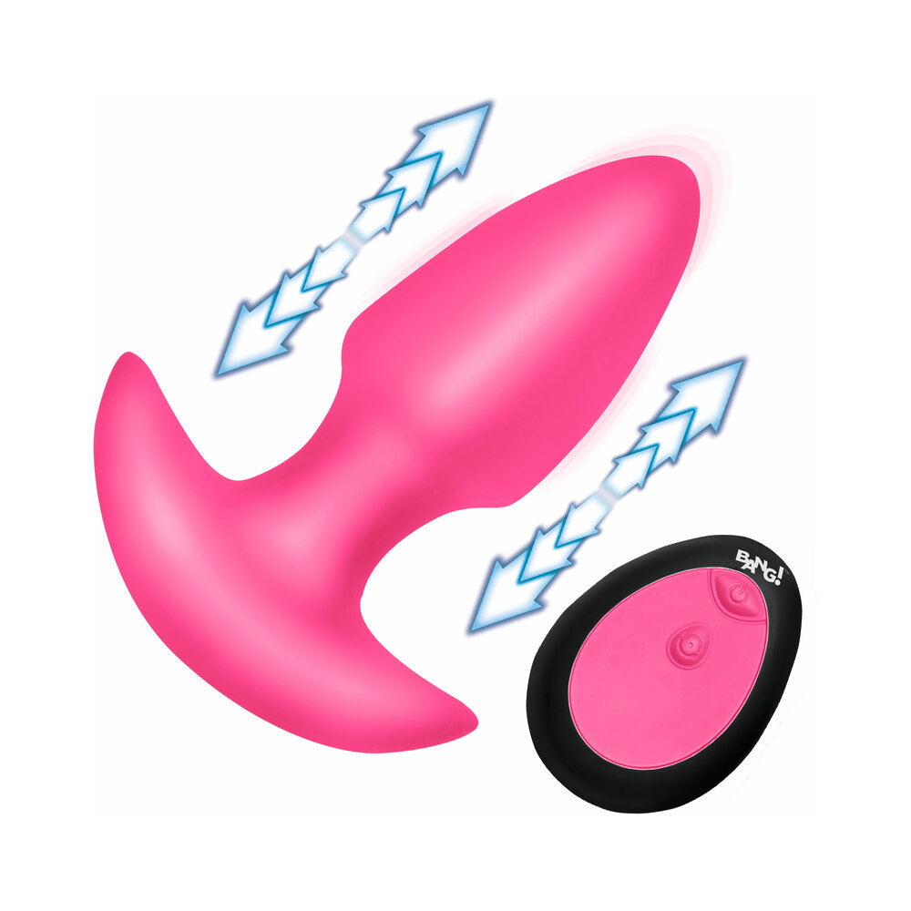 BANG! Thrusting & Vibrating Silicone Butt Plug Pink