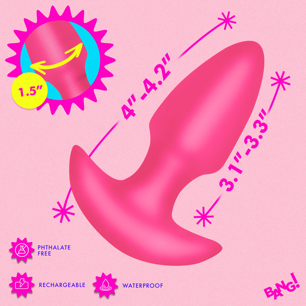 BANG! Thrusting & Vibrating Silicone Butt Plug Pink
