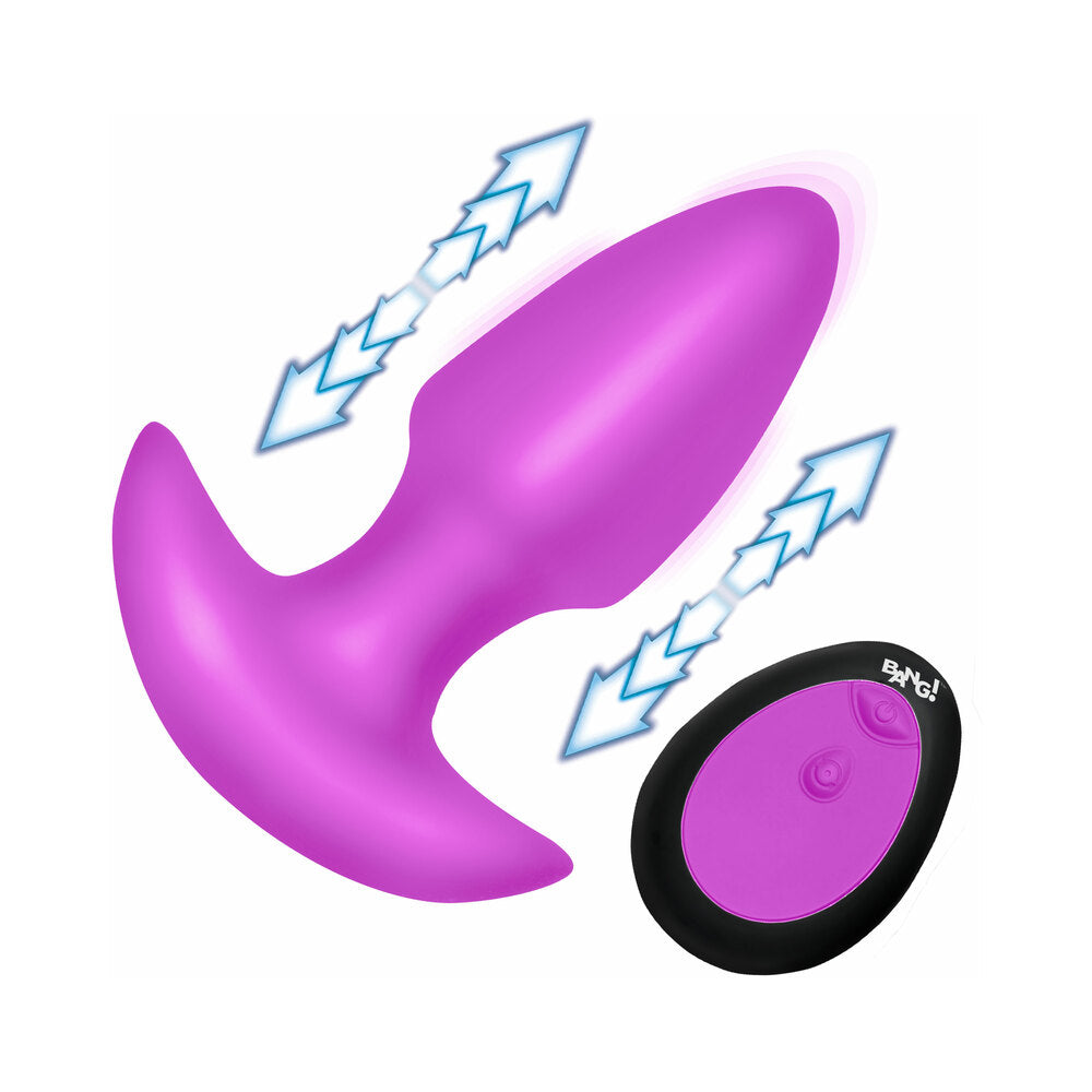BANG! Thrusting & Vibrating Silicone Butt Plug Purple