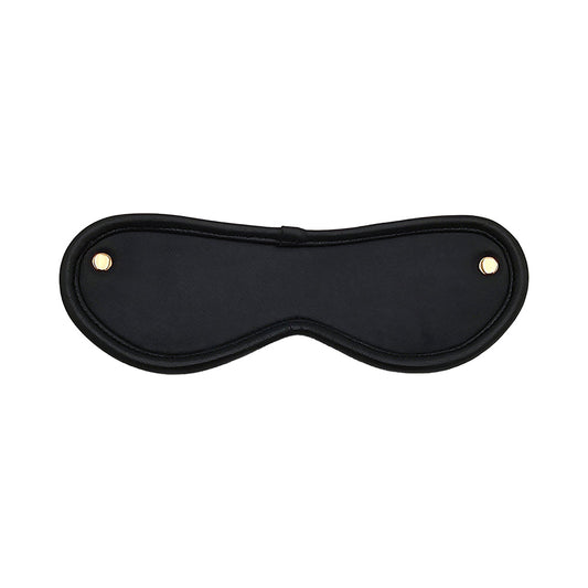 Rouge Leather Blindfold Black with Gold Accessories