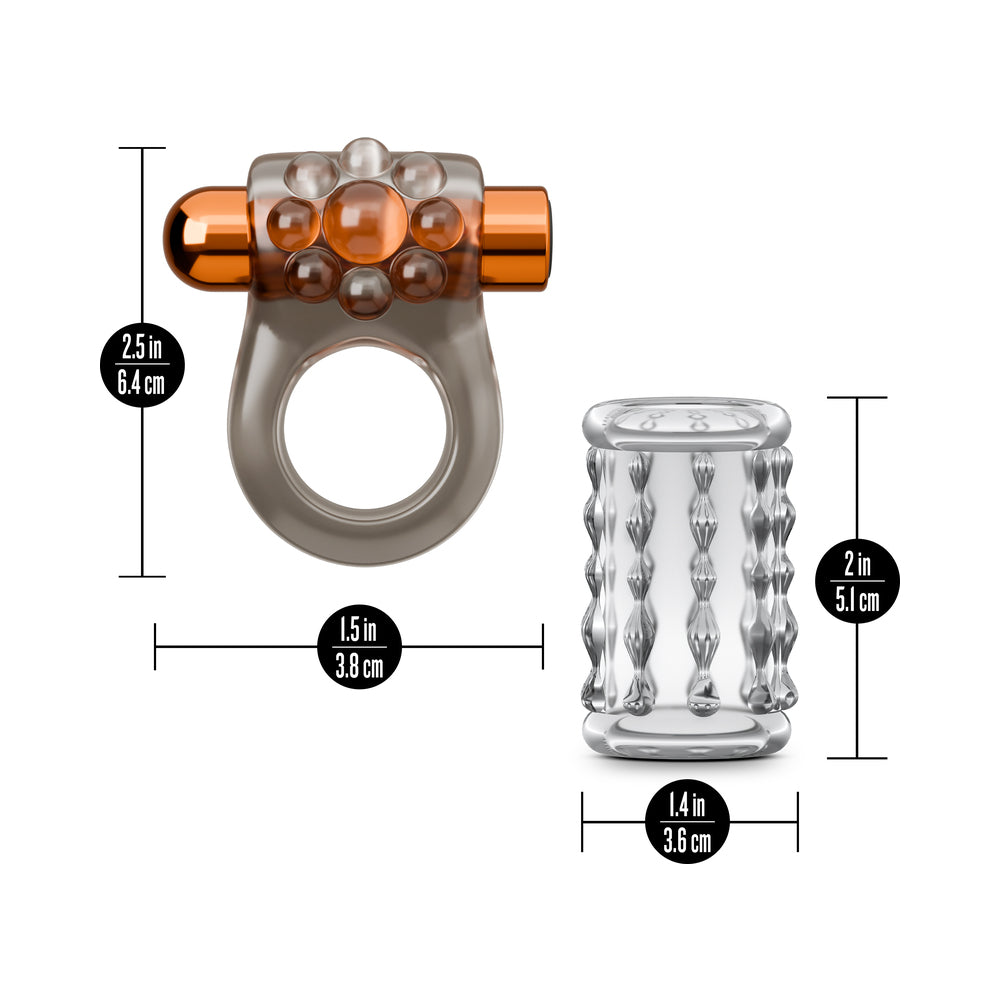 Stay Hard Vibrating Cock Ring Set with Sleeve 1