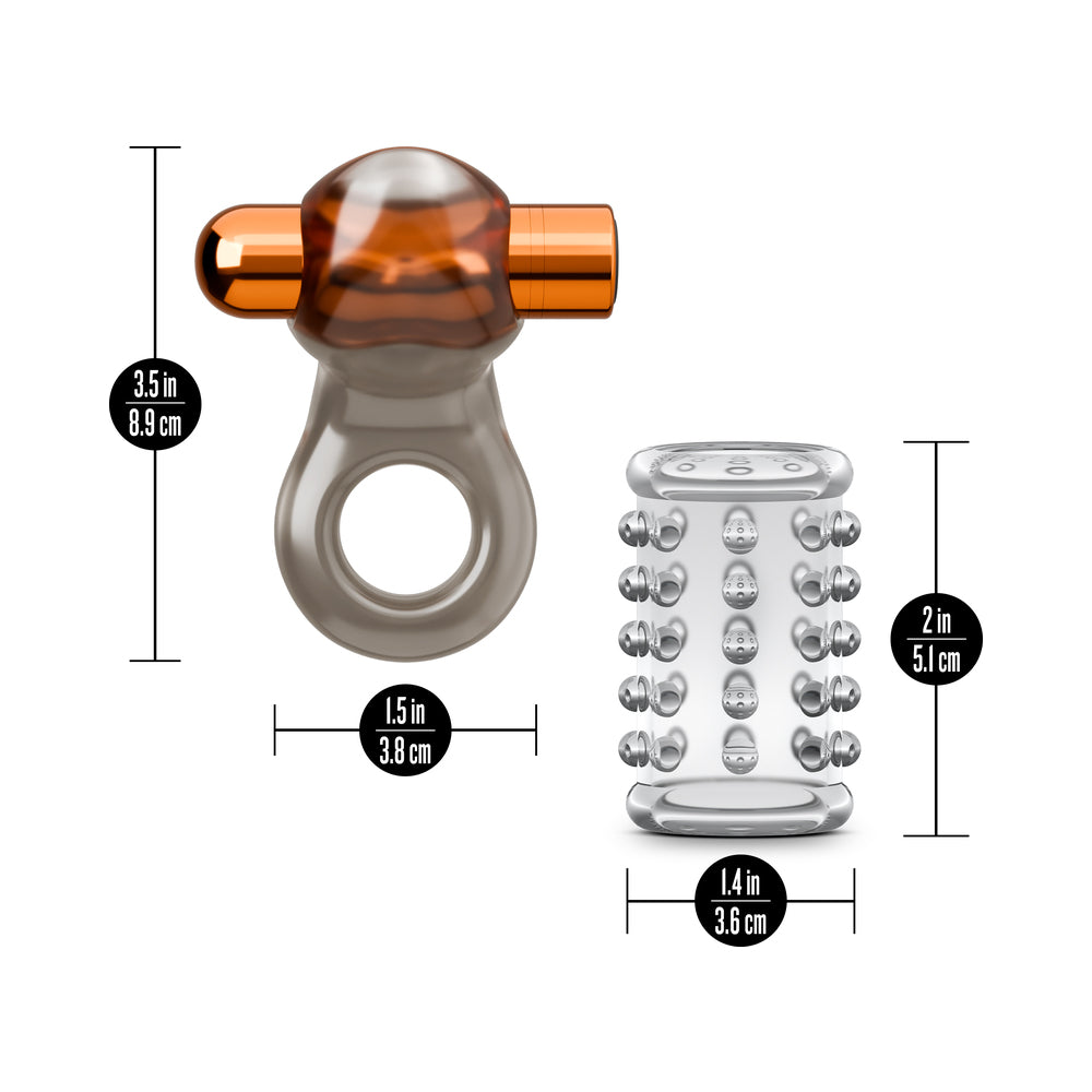 Stay Hard Vibrating Cock Ring Set with Sleeve 2