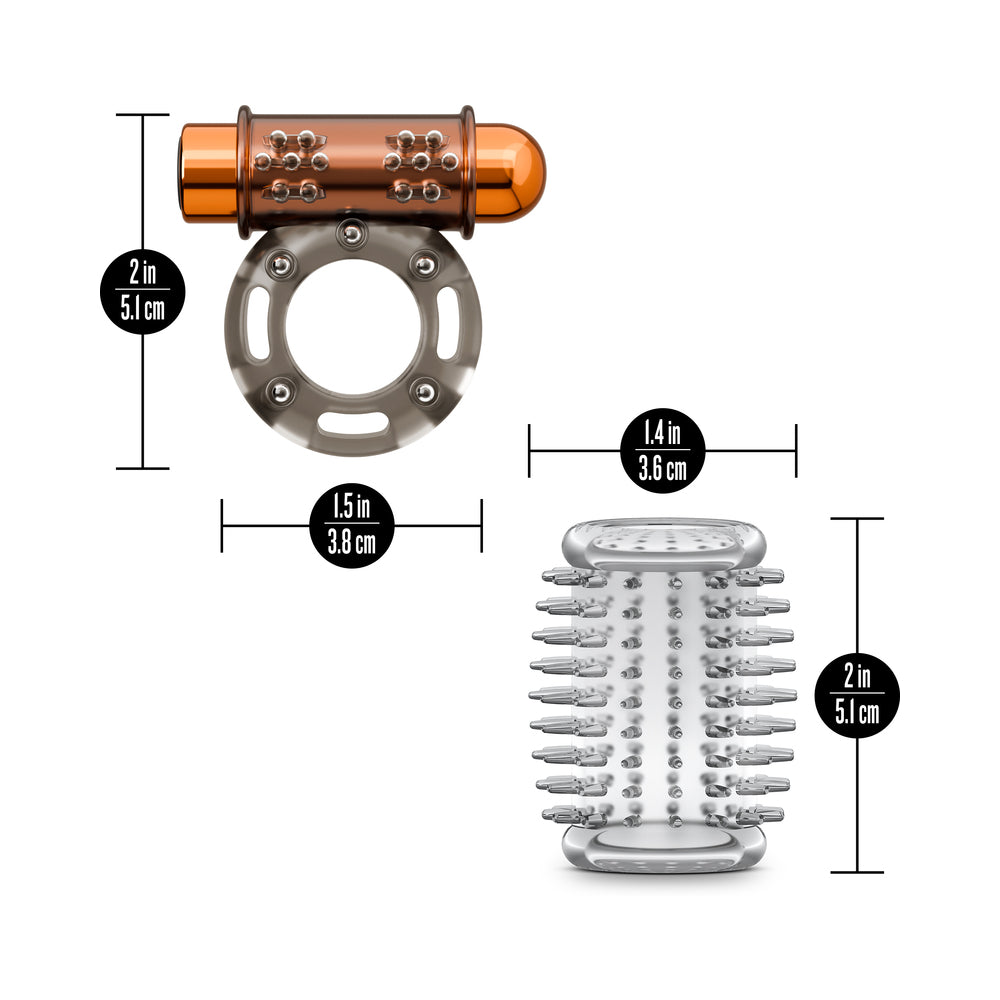 Stay Hard Vibrating Cock Ring Set with Sleeve 3