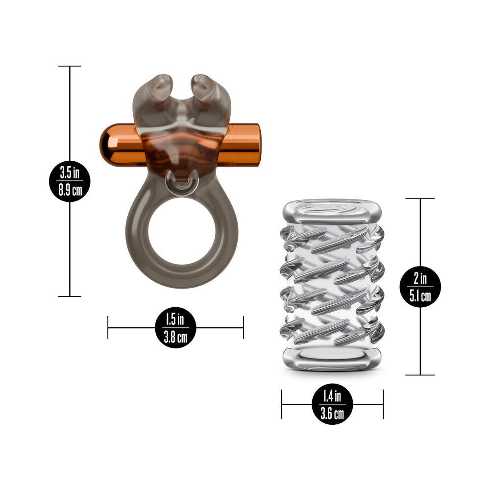 Stay Hard Vibrating Cock Ring Set with Sleeve 4