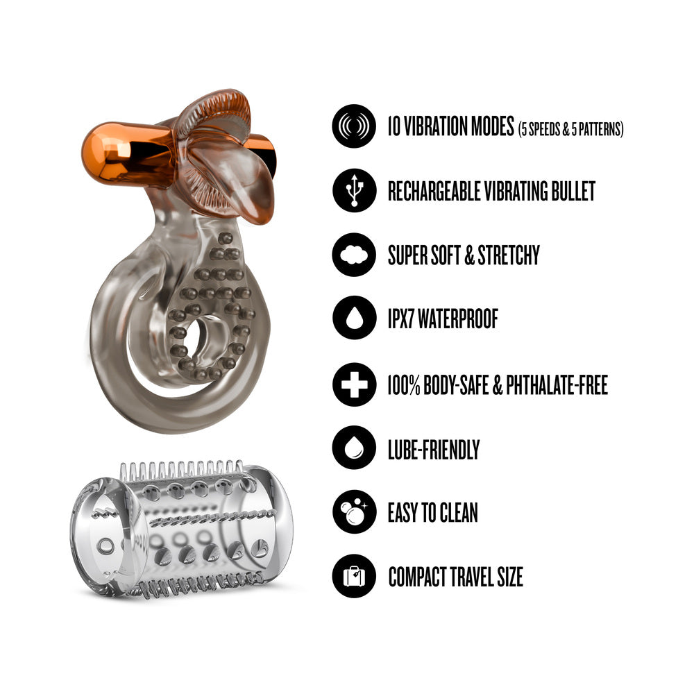 Stay Hard Vibrating Cock Ring Set with Sleeve 5
