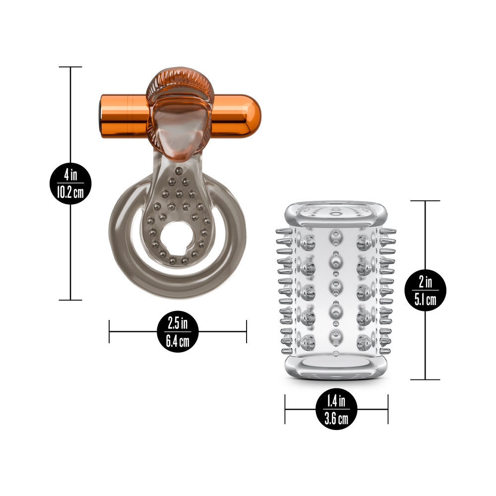 Stay Hard Vibrating Cock Ring Set with Sleeve 5