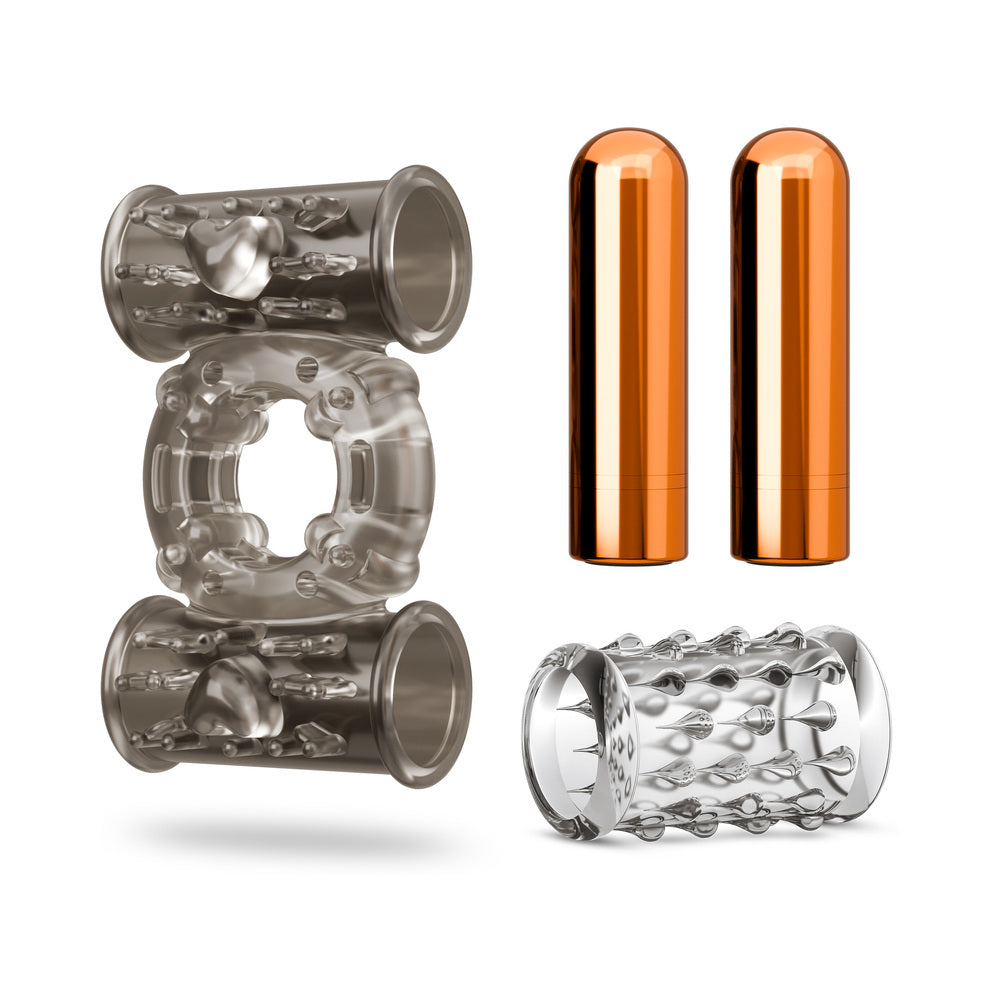 Stay Hard Vibrating Cock Ring Set with Sleeve and 2 Bullets