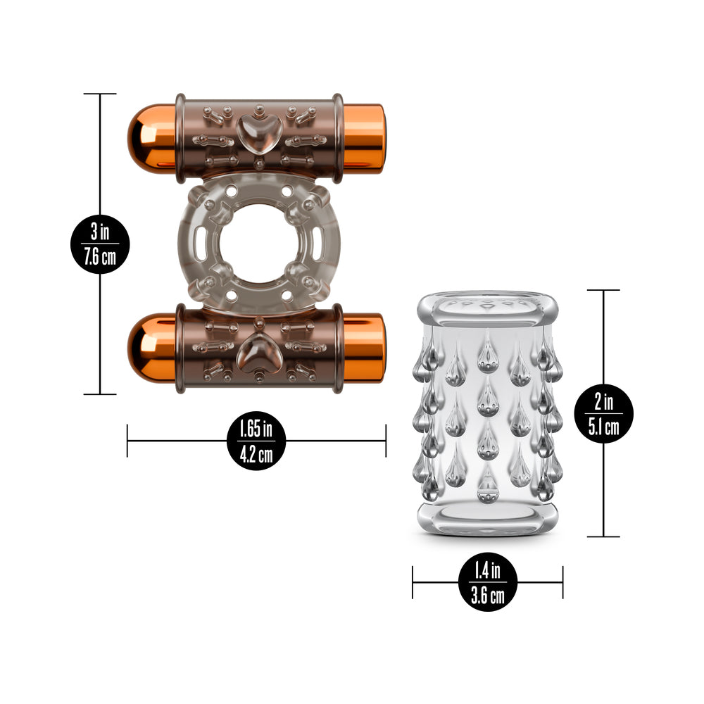 Stay Hard Vibrating Cock Ring Set with Sleeve and 2 Bullets