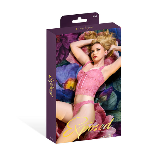 Magic Silk Wisteria Mist Bustier Cami & Thong Set Pink L/XL