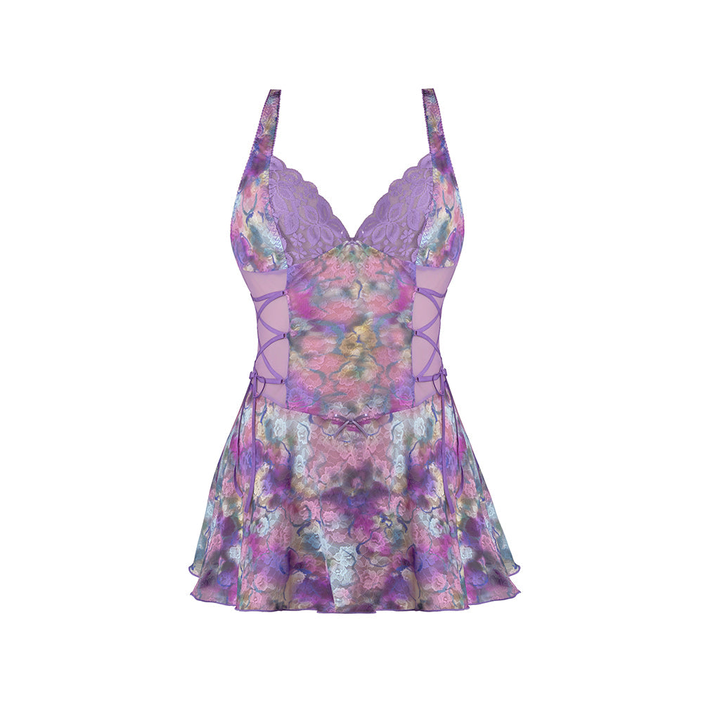 Magic Silk Wisteria Mist Halter Babydoll & G-Set Floral S/M