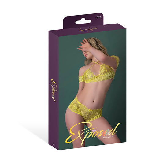 Magic Silk Daffodil Dreams Bardot Sleeve Halter Top & Boy Short Set Yellow L/XL