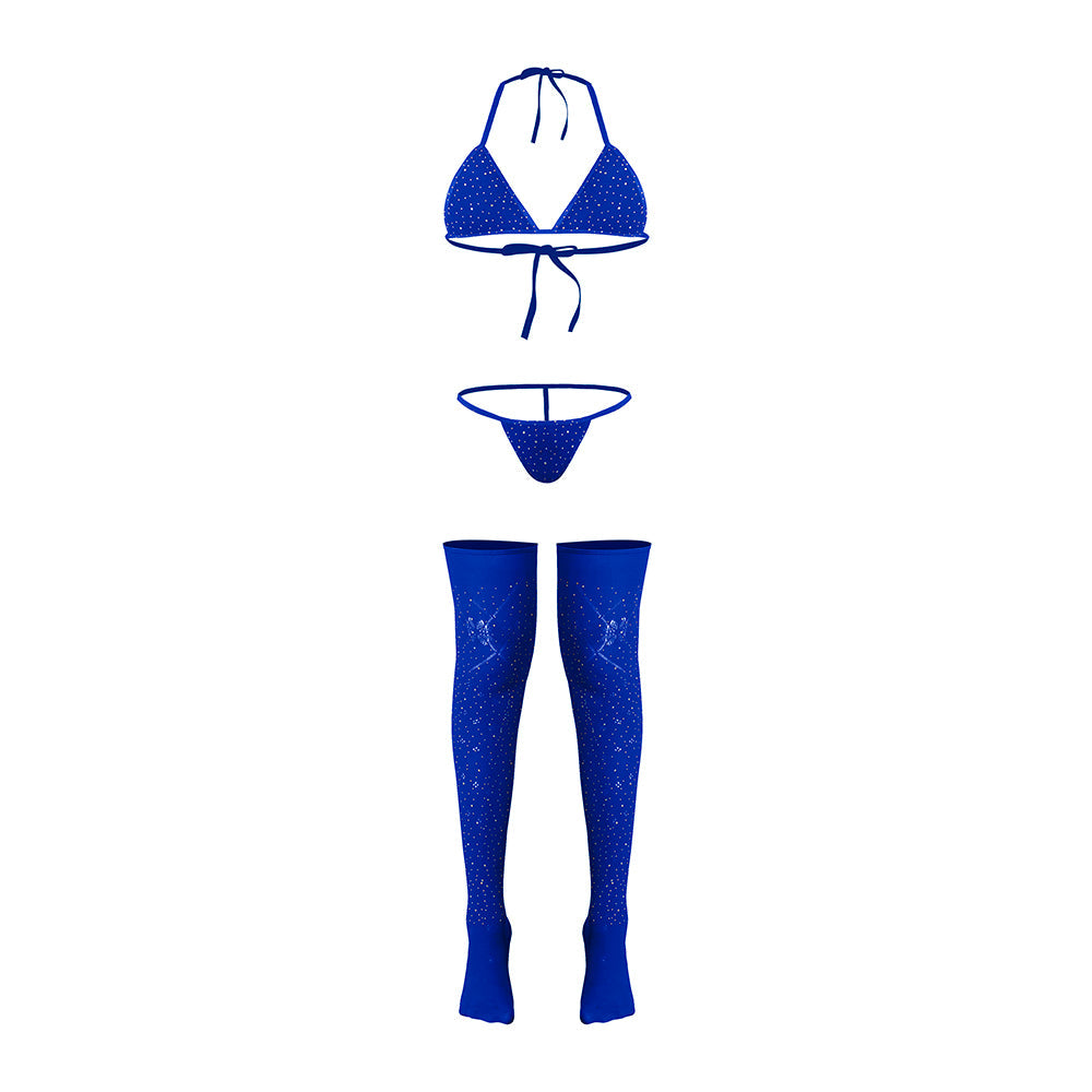 Magic Silk Seamless Bra, Panty & Thigh Highs Blue O/S