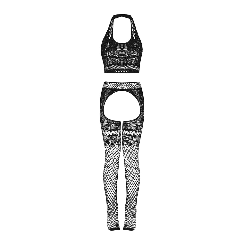 Magic Silk Seamless Cami & Gartered Thigh High Black O/S