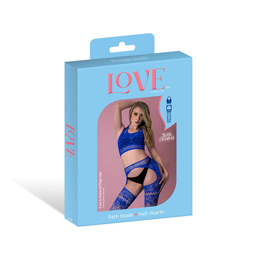 Magic Silk Seamless Cami & Gartered Thigh High Blue O/S