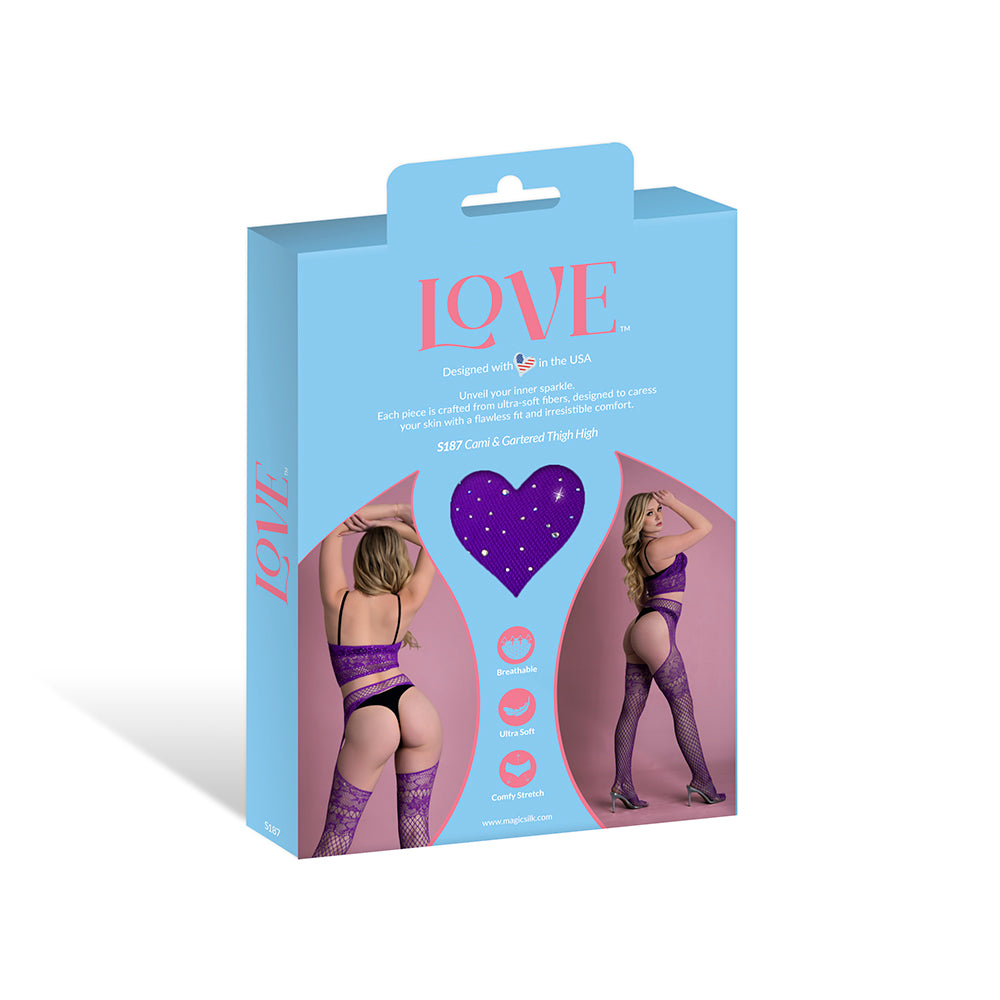 Magic Silk Seamless Cami & Gartered Thigh High Violet O/S