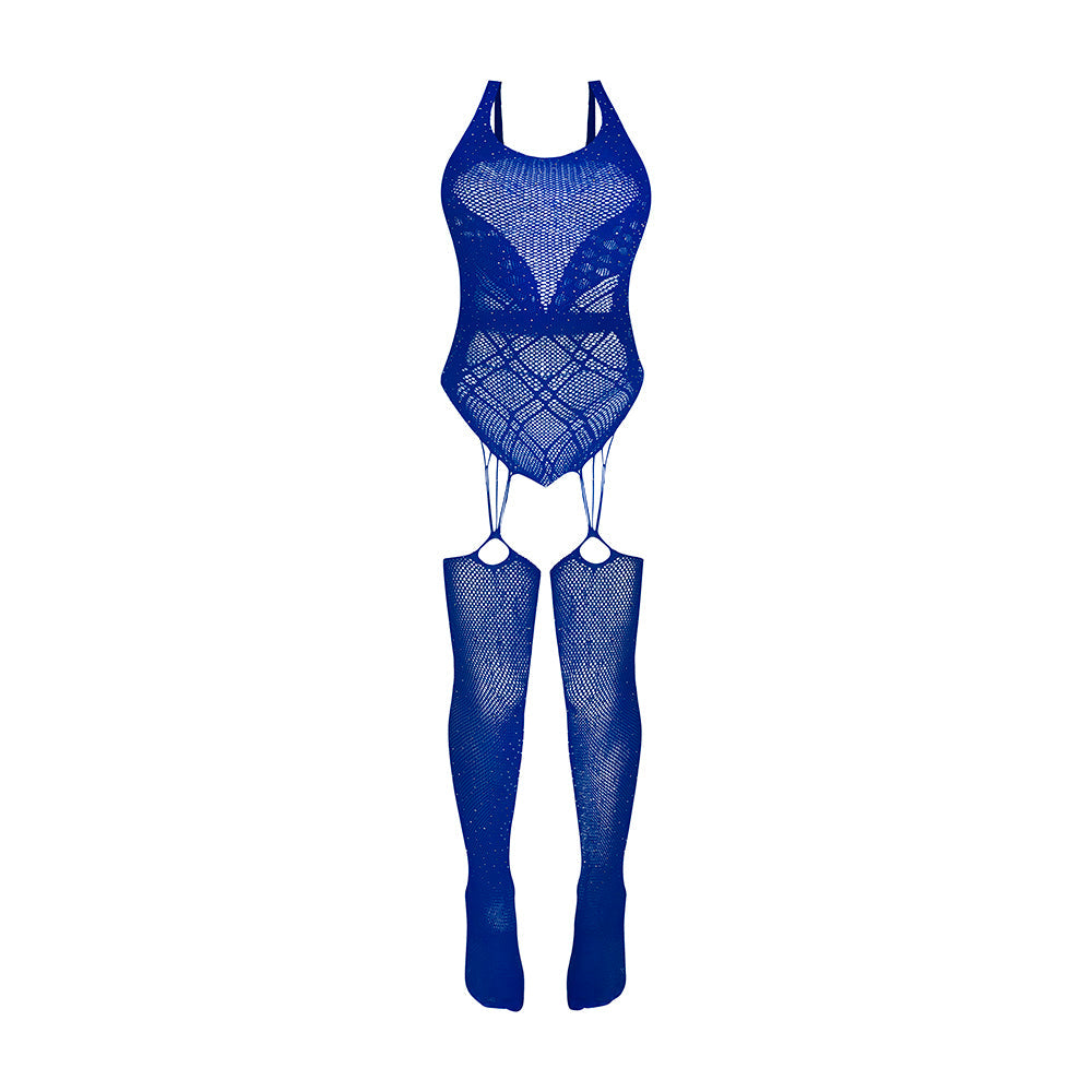 Magic Silk Seamless Gartered Bodystocking Blue O/S