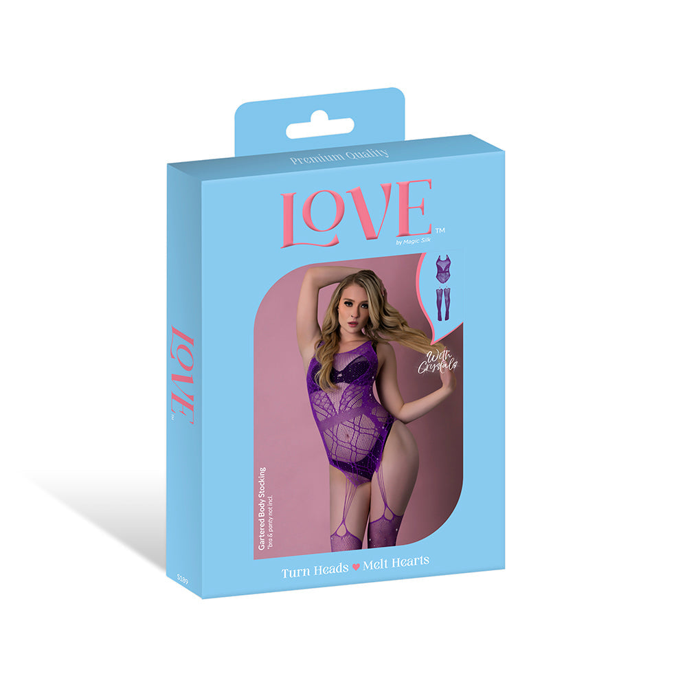 Magic Silk Seamless Gartered Bodystocking Violet O/S