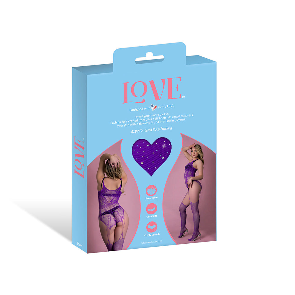 Magic Silk Seamless Gartered Bodystocking Violet O/S