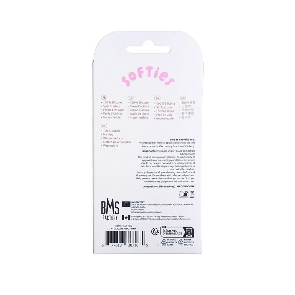 Softies Dual Layer Butt Plug 4 in. Pink
