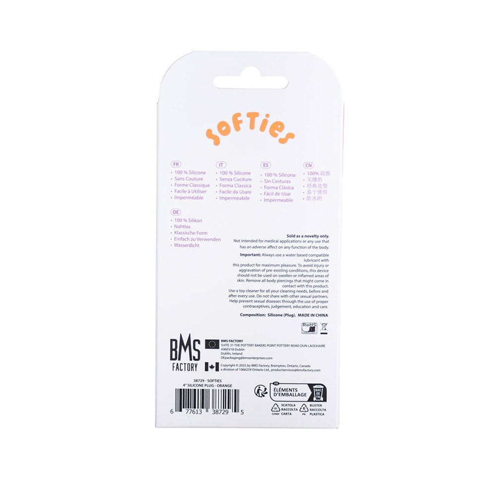 Softies Dual Layer Butt Plug 4 in. Orange