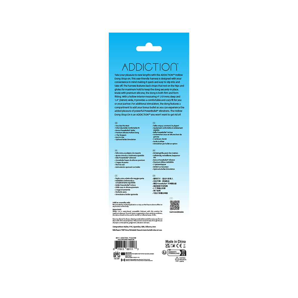 Addiction 7 in. Silicone Hollow Dong Strap-On Beige