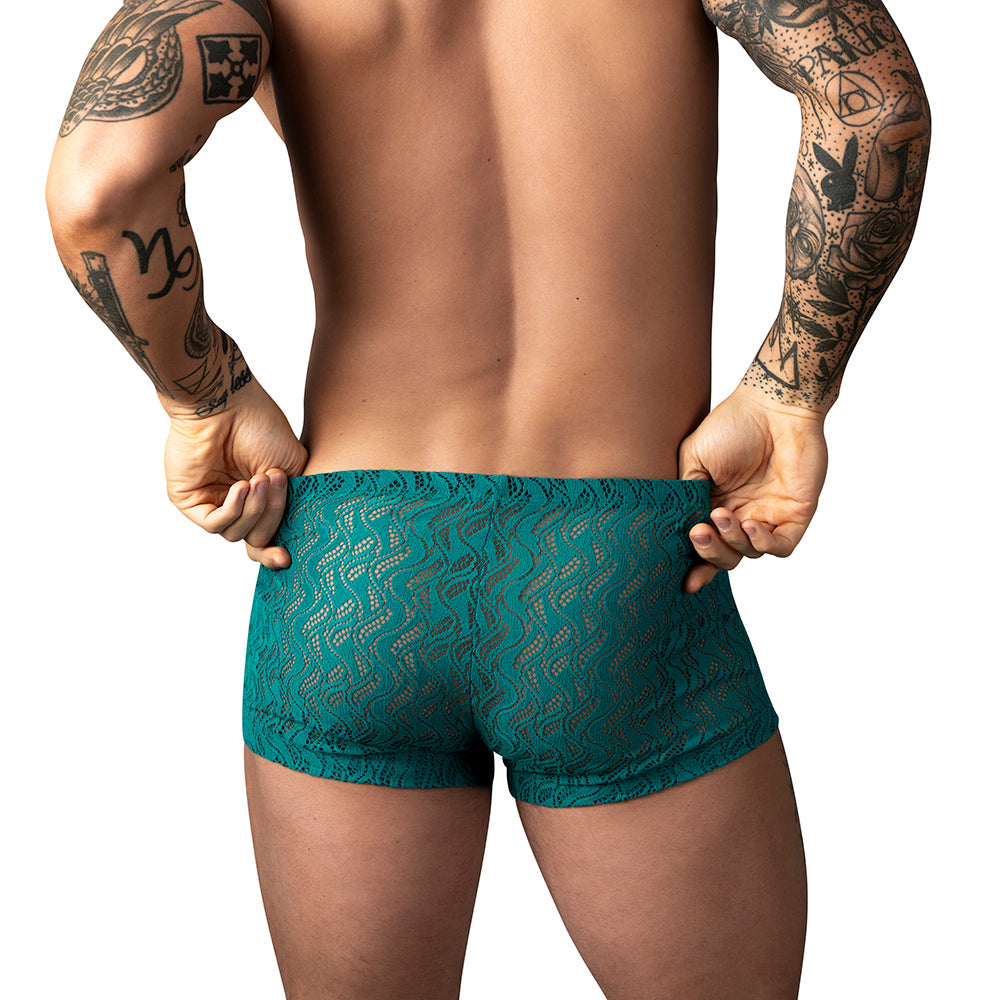 Male Power Ripple Pouch Short Teal XL