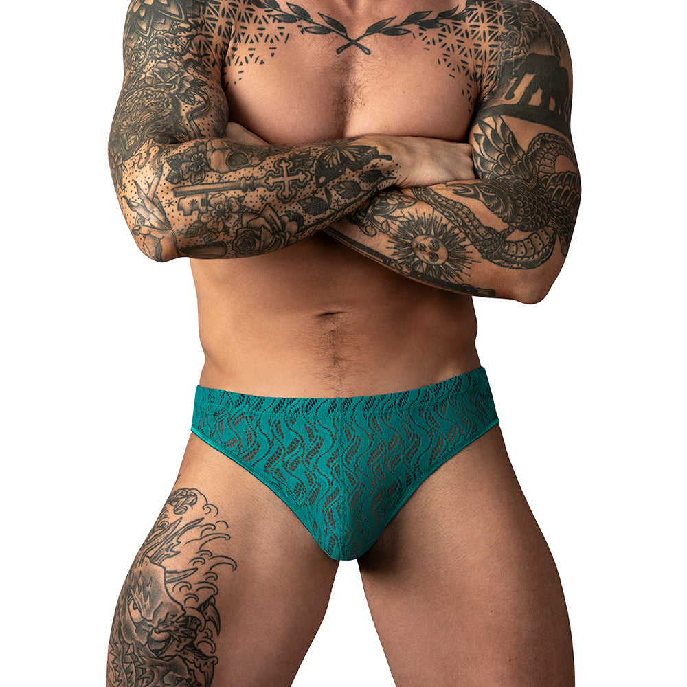 Male Power Ripple Moon Jock Teal S/M