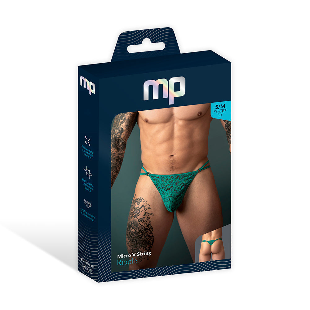 Male Power Ripple Micro V String Teal L/XL