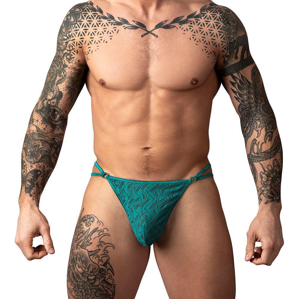 Male Power Ripple Micro V String Teal L/XL