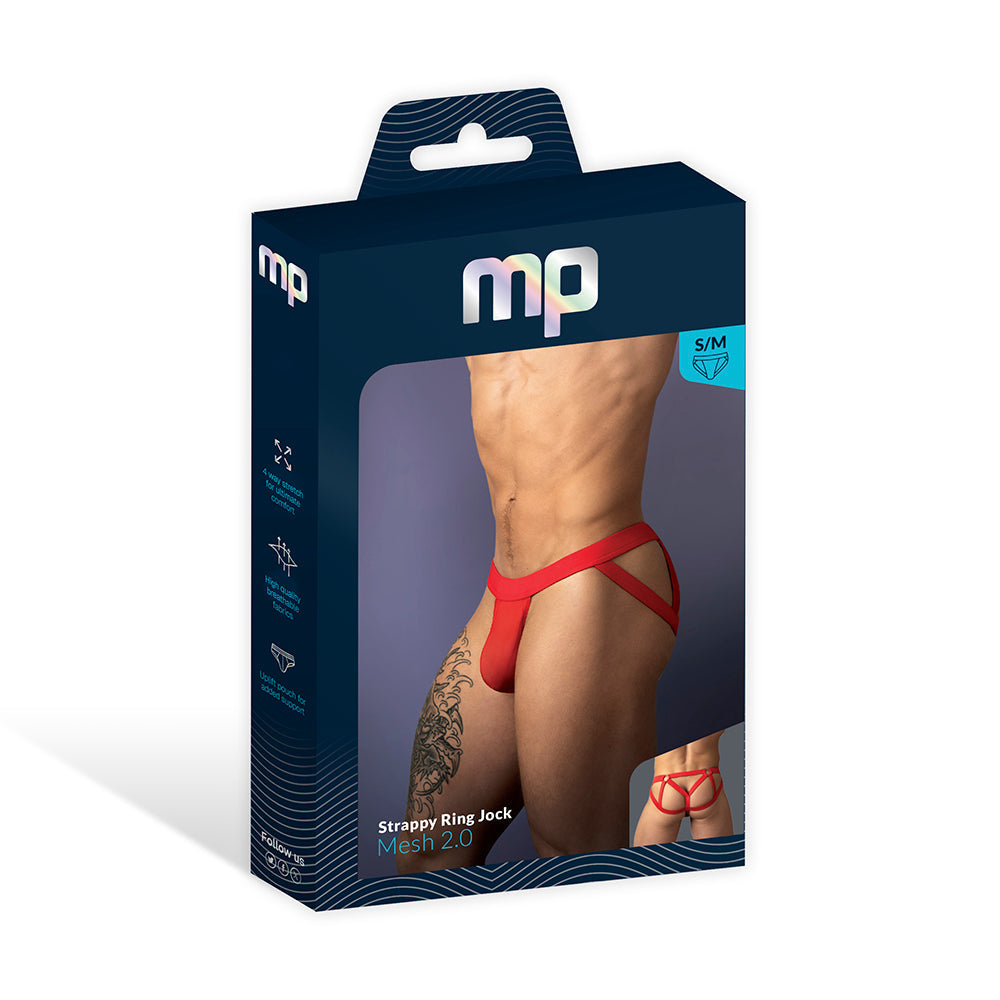Male Power Mesh 2.0 Strappy Ring Jock Red S/M