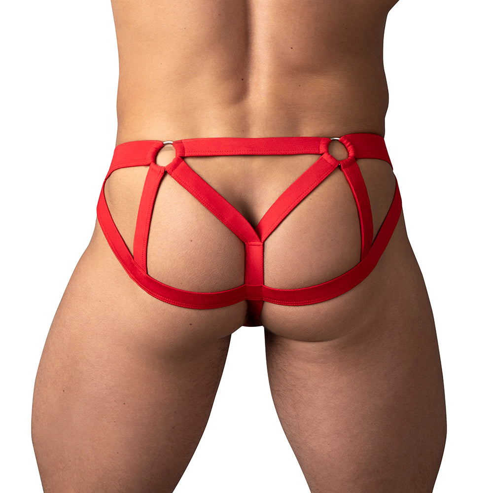 Male Power Mesh 2.0 Strappy Ring Jock Red S/M