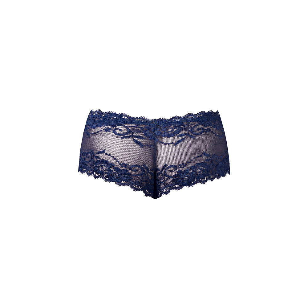Male Power Sassy Lace Mini Short Sheer Pouch Navy M