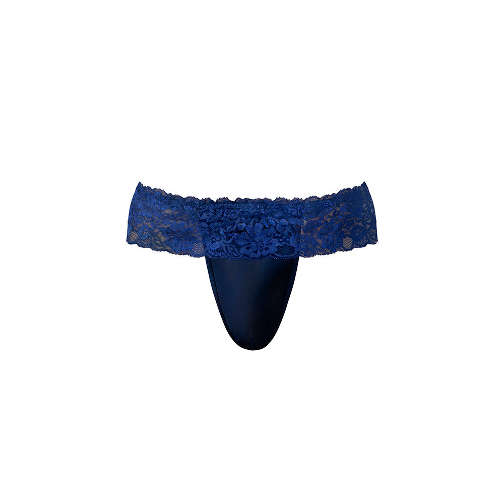 Male Power Sassy Lace Skirt Jock Navy L/XL