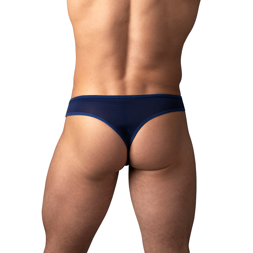 Male Power Sassy Lace Open Ring Thong Navy S/M