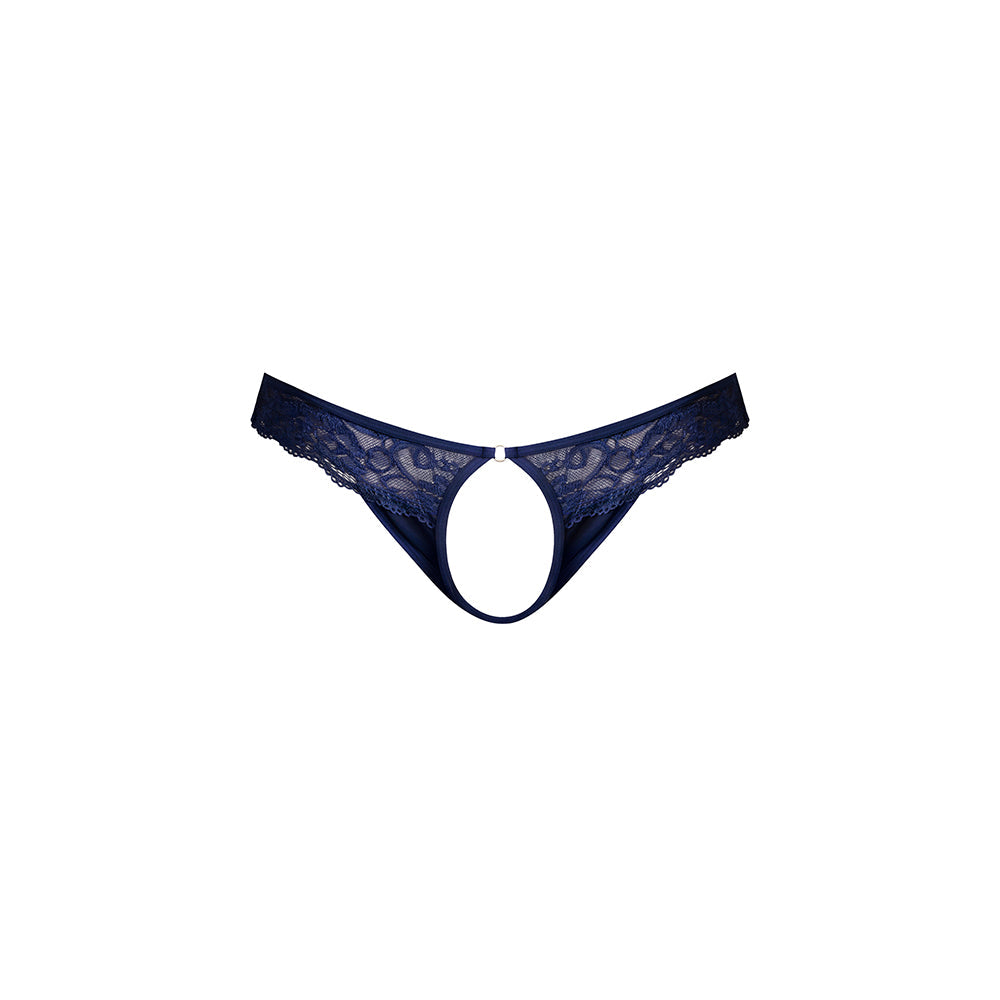 Male Power Sassy Lace Open Ring Thong Navy L/XL