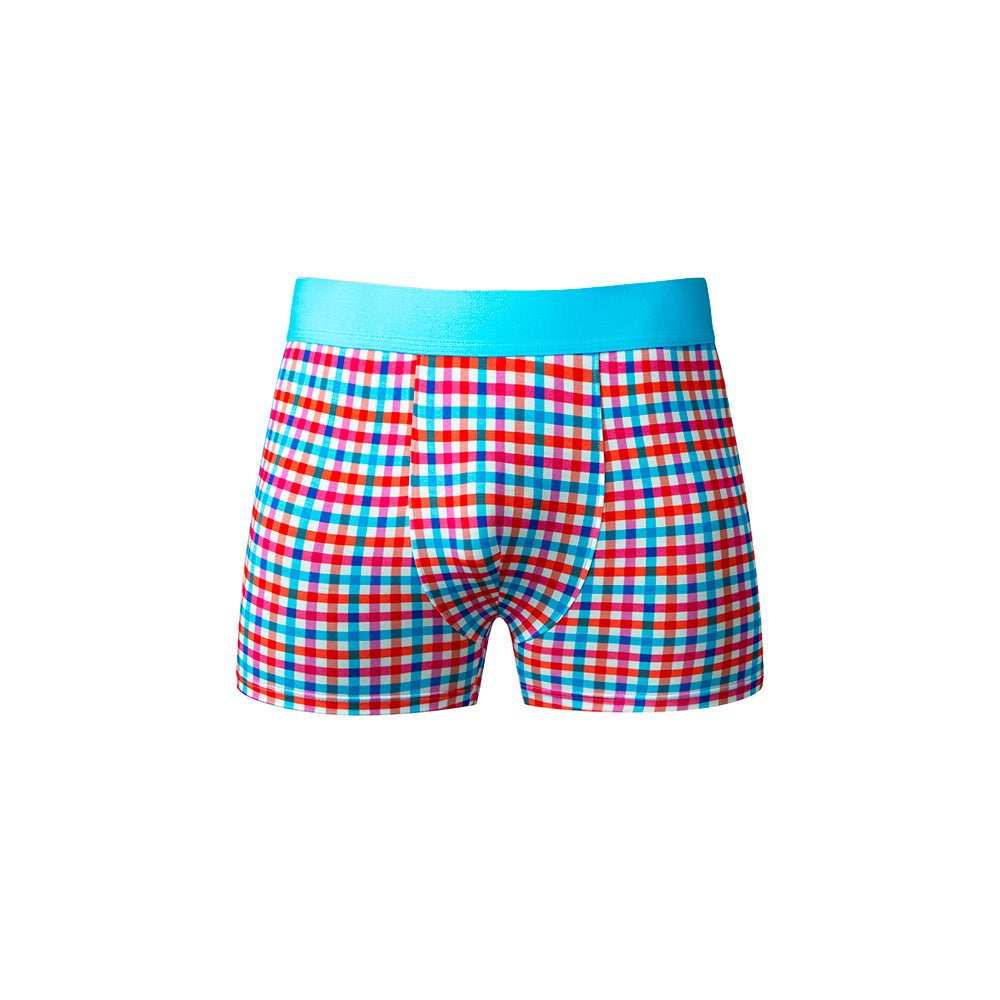Male Power So Cumfy Gingham Boxer Brief Turquoise XL