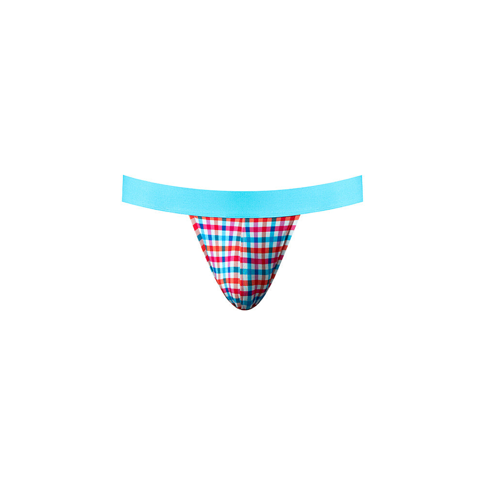 Male Power So Cumfy Gingham Jock Turquoise L/XL