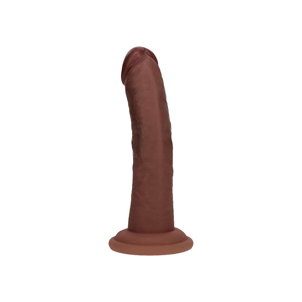 Realrock Dual Density Silicone Realistic Curved Dildo 6 in. Brown