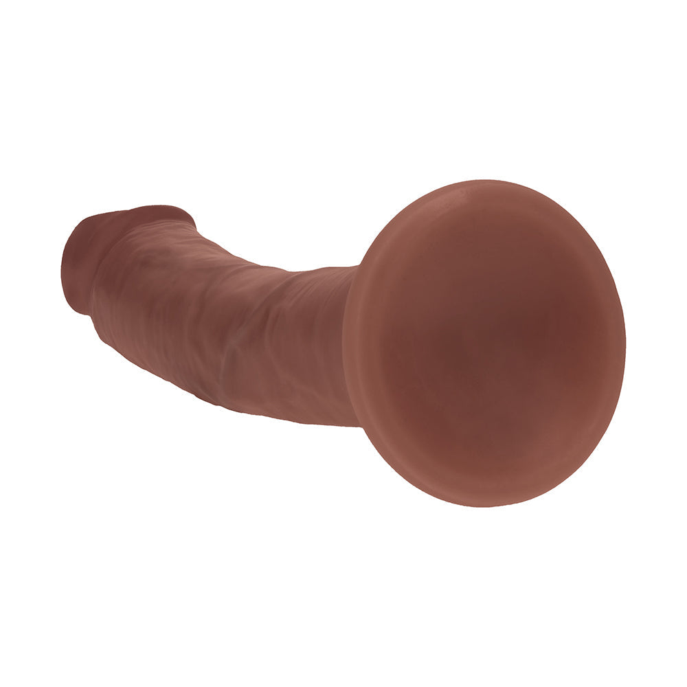 Realrock Dual Density Silicone Realistic Curved Dildo 6 in. Brown