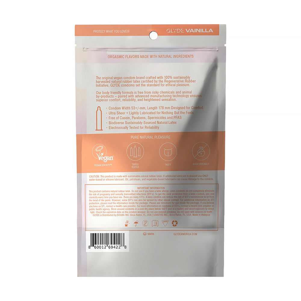 GLYDE Ultrathin Latex Condom Vanilla Flavored 12-Count