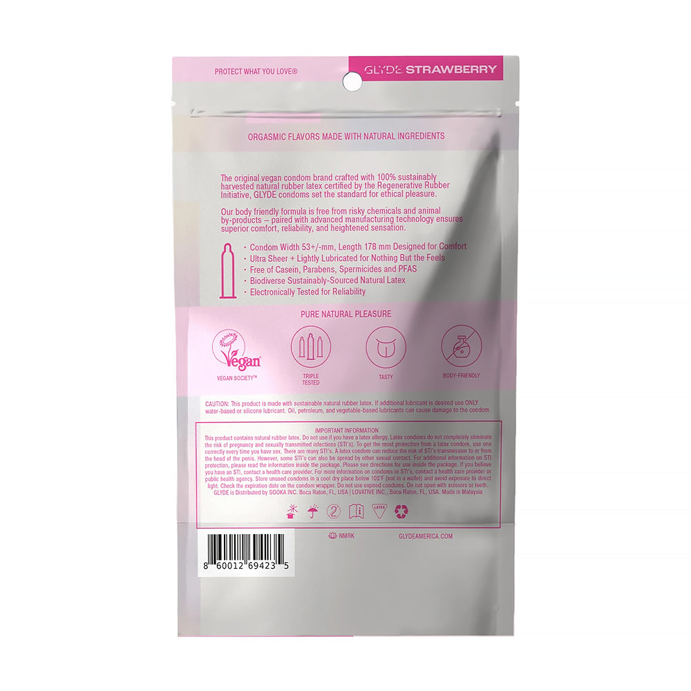 GLYDE Ultrathin Latex Condom Strawberry Flavored 12-Count