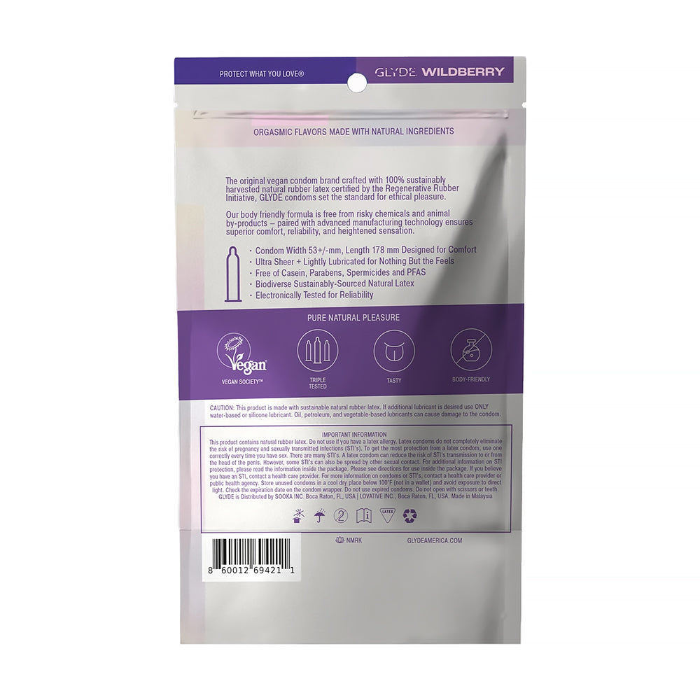 GLYDE Ultrathin Latex Condom Wildberry Flavored 12-Count