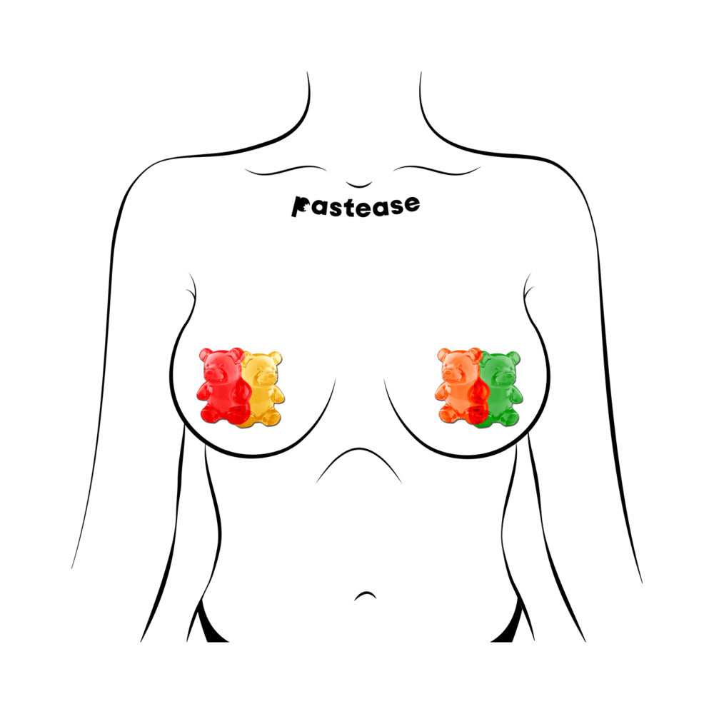Pastease Gummy Bear Breast Pasties Red/Yellow & Orange/Green