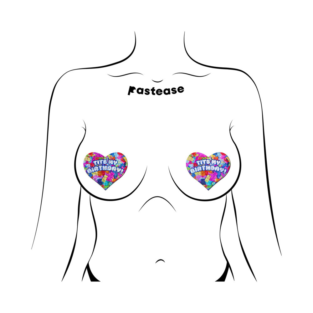 Pastease Tits My Birthday! Heart Breast Pasties with Confetti