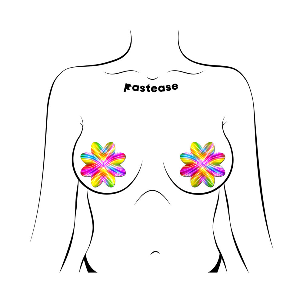 Pastease Electric Rainbow Fractal Laser Petal Breast Pasties