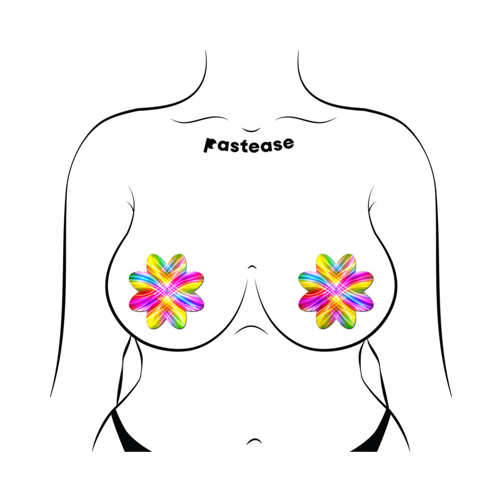 Pastease Electric Rainbow Fractal Laser Petal Breast Pasties
