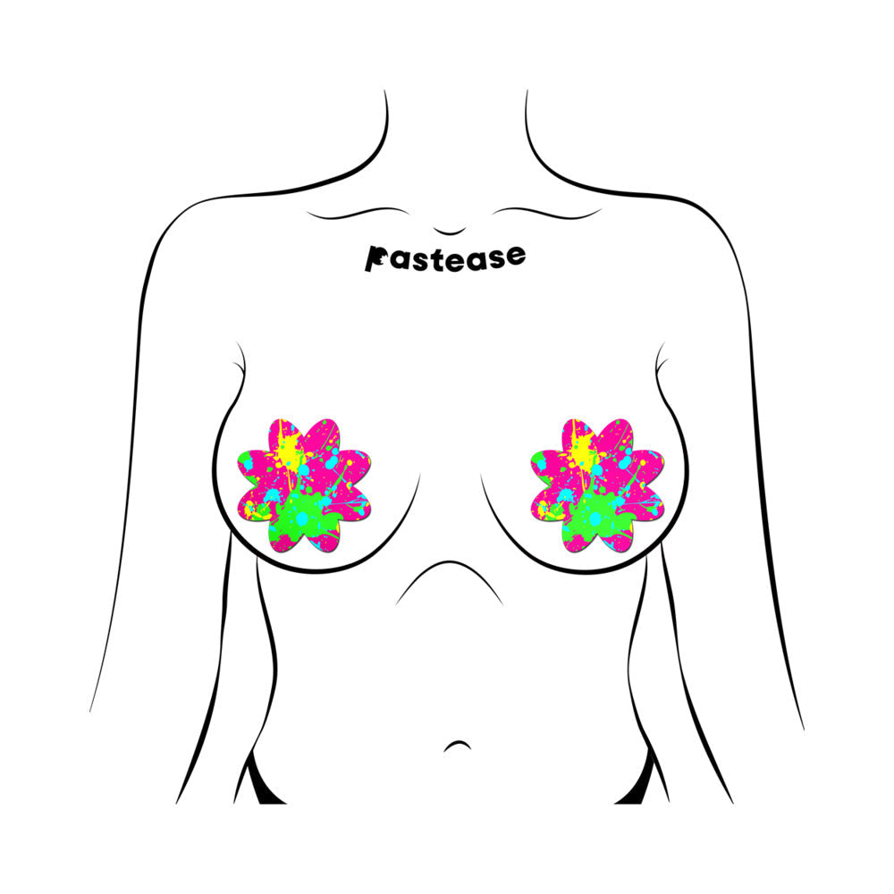 Pastease Neon Pink Graffiti Paint Splatter Petal Breast Pasties